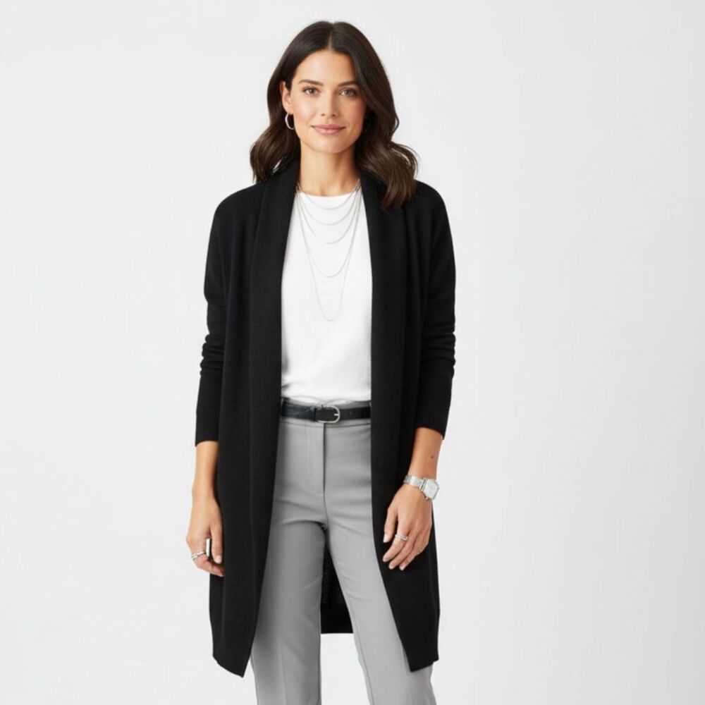 100% Cashmere Long Sleeve Open Front Cardigan Sweater From Saks Fifth Avenue L